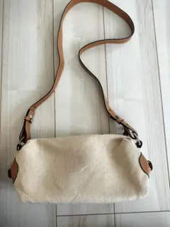 コムサデモード　キャンバス×レザー ショルダーバッグのサムネイル