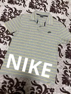 Nike ポロシャツ グレー/イエロー ストライプ　Mサイズ