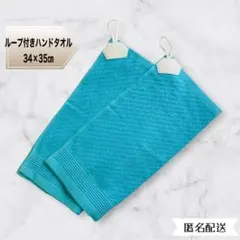 ループタオル　ループ付きハンドタオル　恐竜　ブルー　34×35㎝　2枚