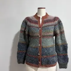 vintage ニット カーディガン 昭和レトロ マルチカラー
