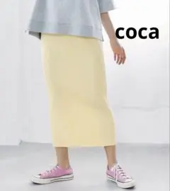 coca シャリ感リブニットスカート ロング丈のサムネイル