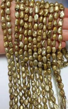 [難あり]淡水パール　バロック　3本セット売り　約40cm