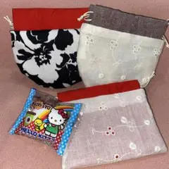 裏地付き ミニミニ巾着 3枚セット
