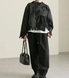 ear PAPILLONNER ダメージ加工ニット ブラック スミスタイルのサムネイル