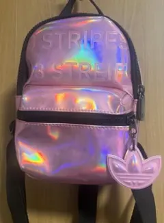 即購入可 addidas ホログラムピンク 3ストライプリュック