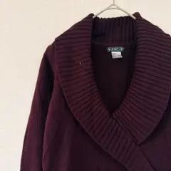 美品✨️【XS】 バーガンディ ラップセーター Vネック 編上げデザイン 大人可愛