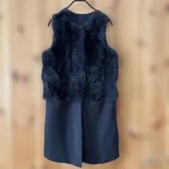 ダークグレー ノースリーブファーベスト