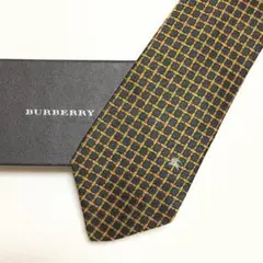 未使用級 バーバリー BURBERRY ネクタイ シルク 総柄 スクエアパターン