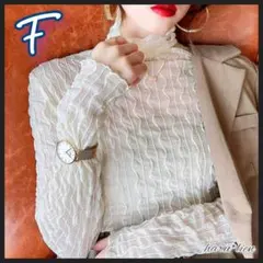 ❤葛餅 様 ❤ 新品 シアートップス ホワイト 白 シースルー ハイネック g