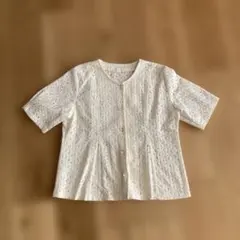 オフホワイト　半袖トップス　Lサイズ