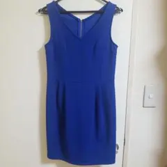 ★Pink Mix★ 青色 ノースリーブ ミニ ワンピース