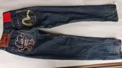 YAMANE デニムパンツ ジーンズ エビスジーンズ 骸骨？とカモメは刺繍のサムネイル