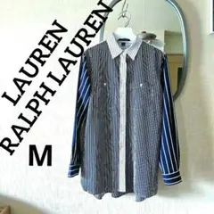 美品⭐ローレンラルフローレン 切替ストライプシャツ 【M】 3種類 ストライプ