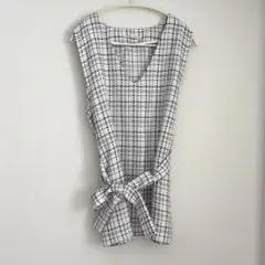 【美品】NICE CLAUP/ナイスクラップ ツイードリボン付きベストFサイズのサムネイル