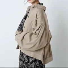 フレームスレイカズン デニムギャザーBIGポケットブルゾン ベージュ