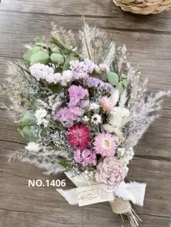 サービス品❁⃘ドライフラワースワッグ❁⃘スターチスとユーカリpink【35㎝】
