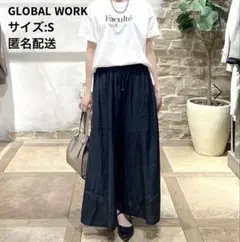 GLOBAL WORK さらさらリラックスフレアワイドパンツ Ｓ