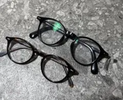 JINS メガネ 眼鏡 フレーム 2本セット 黒 べっ甲風 丸メガネ