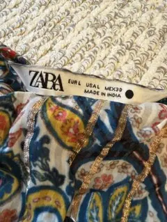 ZARA 長袖ワンピース Lサイズ 柄ワンピース