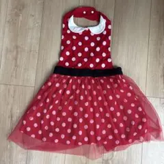 ミニー　エプロン型ドレス 赤と白の水玉模様のドレス 110cm~120cm