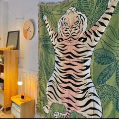 北欧風 虎 タイガー ジャガード マルチカバー ラグ タペストリー キャンプ