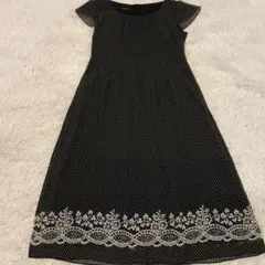 LAURAASHLEY ロングワンピース　ドット柄　13号　Aライン