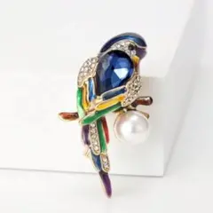 インコ　小鳥　ブルー　ブローチ