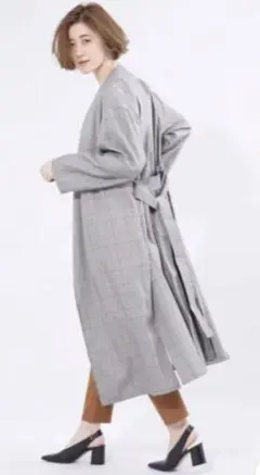 極美品★ナノユニバース　グレンチェックベルテッドコート