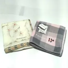 BURBERRY 花柄 Aquascutum チェック柄 ハンカチ タオル 2枚