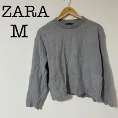 ZARA 【M】 グレー ニット セーター 長袖 ショート丈 可愛い 綺麗