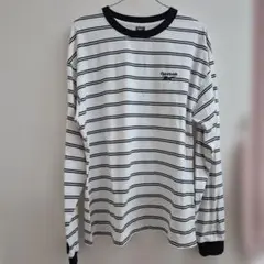 Reebok ストライプ 長袖 Tシャツ Lサイズ ボーダー ロンT ホワイトのサムネイル