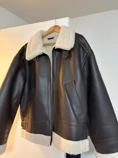 美品☆ジャーナルスタンダード フェイクレザーボアブルゾン ブラウン