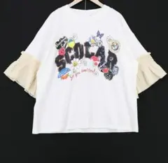 スカラー　scolar フリル袖付き ポップロゴTシャツ