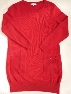 ピエールカルダン ポケット付き ニットセーター 長袖 レッド 40サイズ