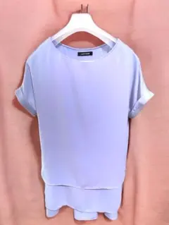 ロートレアモン　薄水色　腰フリル《М》オーガンジー生地のシフォンブラウス