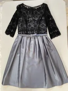 オフショルダー レース サテン ドレス