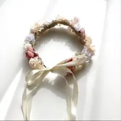 【未使用に近い】お花のクラウン 花冠 リボン調整可【撮影にも◎】