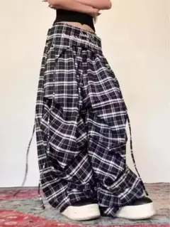 【グランジ】Blacklist 25ss ワイドチェックイージールーズ 腰巻き