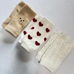【美品】ベビーレッグウォーマー 3足セット ホワイト　ハート　くまさん　新生児