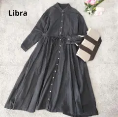 リブラ LIBRA ロングフレアワンピース バンドカラー