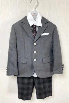 美品BEAMSフォーマルスーツ ショートパンツグレー チェックパンツ110cm