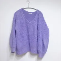 JEANASiS パープル Vネック セーター Fサイズ