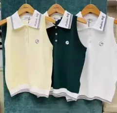 Malbon レディース ゴルフベスト 無袖トップス 通気快適軽量モデル 人気⭐ ロゴ Malbon Golf(マルボンゴルフ) ベスト・ジレ(レディース