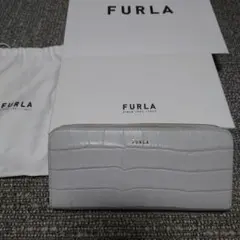フルラ 長財布 ラウンドファスナー クロコダイル