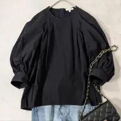 BLAMINK ブラミンクコットンシルクドルマンスリーブブラウス ブラック