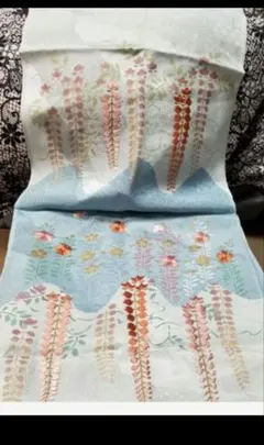 水色 花柄 着付け小物 絹製正絹ならでは滑らずなじみます刺繍帯揚げてす