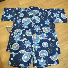 甚平 青 ネイビー 桜柄 100cm