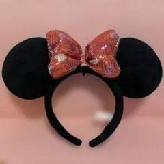 東京ディズニーリゾート ミニーマウス スパンコール カチューシャ ピンクリボン