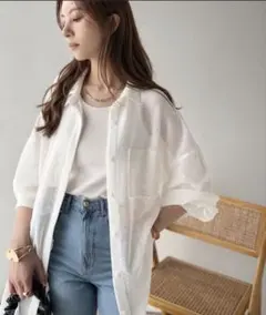 classicalelf 胸ポケットスラブメッシュオーバーサイズシャツ