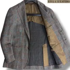 J3588 美品 スティレラティーノ 現行タグチェック柄ツイードジャケット 46